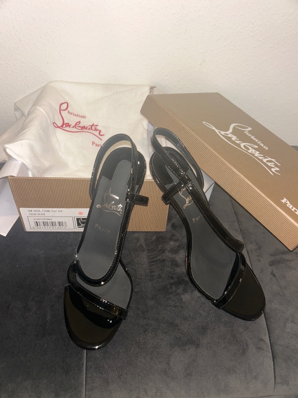 Christian Louboutin Black Paten Heel
